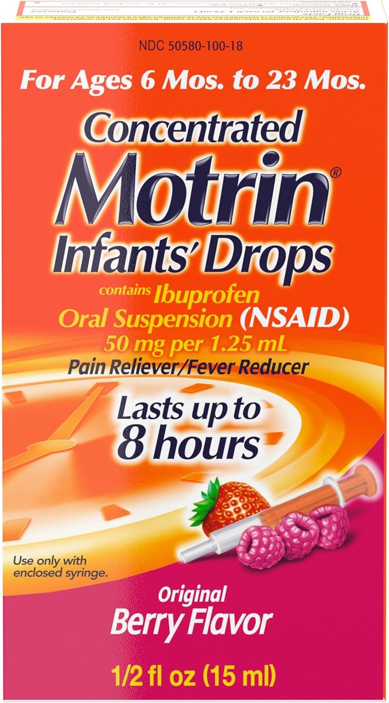 Motrin Infants Concentrated Drops, Fever Reducer, Ibuprofen, Berry Flavored.5 Oz