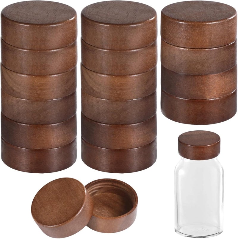 16-Pack Wooden Threaded Lids For Glass Spice Jars, Natural Acacia Wood Lids, Airtight Seal For 4 Oz & 6 Oz Jars, Leakproof Storage Can Covers - Image 1