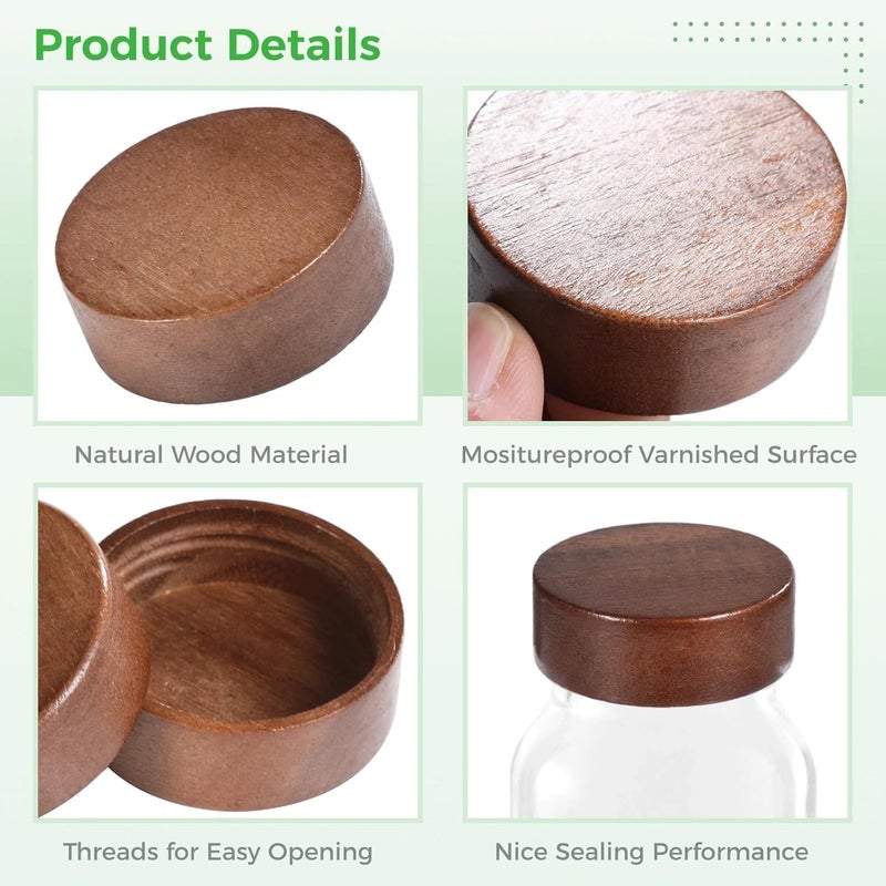 16-Pack Wooden Threaded Lids For Glass Spice Jars, Natural Acacia Wood Lids, Airtight Seal For 4 Oz & 6 Oz Jars, Leakproof Storage Can Covers - Image 4
