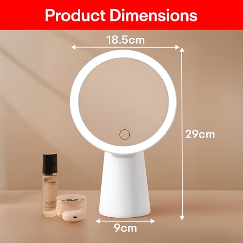 Prime Pick Beauty Pro Makeup Mirror LED Light 360 Degree Rotating Vanity Mirror 3 Color Lighting Portable Lightweight Travel Mirror for Home Multipurpose Use White Pack of 1 - Image 3
