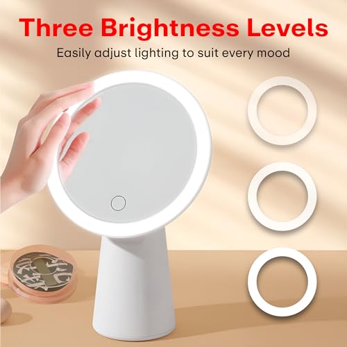 Prime Pick Beauty Pro Makeup Mirror LED Light 360 Degree Rotating Vanity Mirror 3 Color Lighting Portable Lightweight Travel Mirror for Home Multipurpose Use White Pack of 1 - Image 5