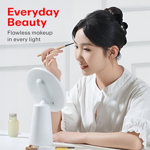 Prime Pick Beauty Pro Makeup Mirror LED Light 360 Degree Rotating Vanity Mirror 3 Color Lighting Portable Lightweight Travel Mirror for Home Multipurpose Use White Pack of 1 - Image 2