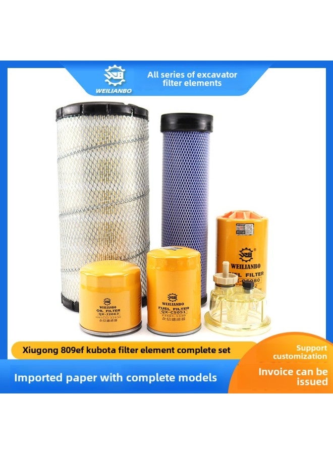 Excavator XG809E F Kubota Engine Oil Diesel Grid Air Filter Oil And Water Filter Maintenance Accessories-Specifications:Machine Filter + Diesel Filter + Oil Water Belt Cup + Air Filter-color:standard  - Image 2
