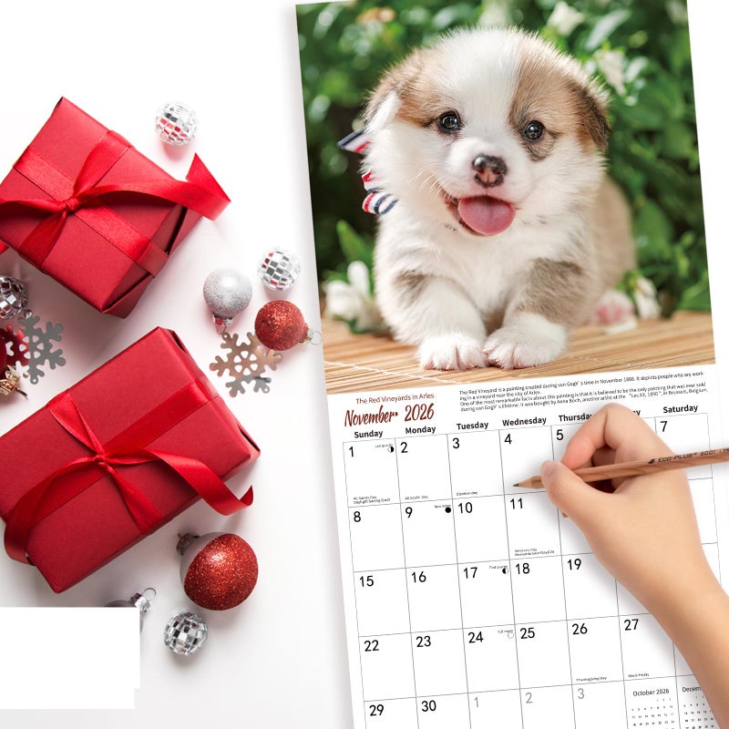 BLYYIEER 2026 Wall Calendar,Calendar 2026,Puppy Monthly Wall Calendar, 12" x 24" Open,Family Planner Calendar Organizer with Cute Puppy Images, for Puppies Dogs Lovers - Image 3