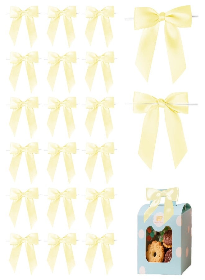 TULOBI Yellow Twist Tie Bow for Wrapping Gift 3.5" Premade Satin Ribbon Bow Decorations for Crafts Treat Bag Wedding Bridal Shower Christmas Tree Party Favors Decor Accessories - 30 Counts - Image 1