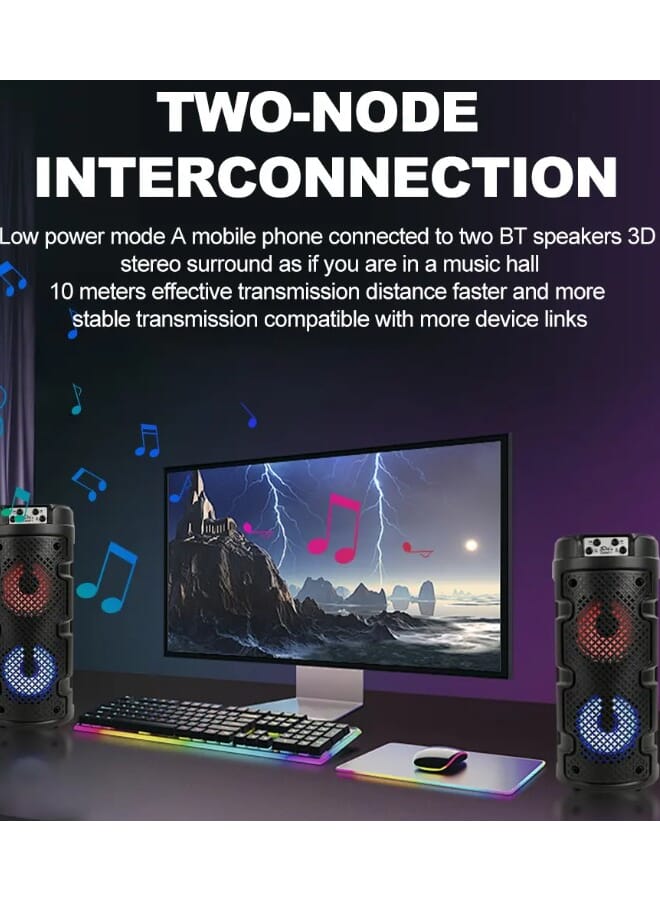 singe SING-E ZQS4271 Dual 4 inch Wireless BT 5.0 Altavoz Outdoor Party Speaker Portable Music Player Rgb Color Lights - Image 5