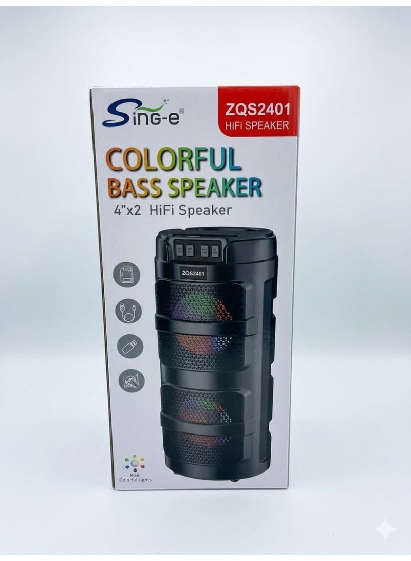 singe SING-E ZQS2401 Dual 4 inch Wireless BT 5.0 Altavoz Outdoor Party Speaker Portable Music Player Rgb Color Lights - Image 1