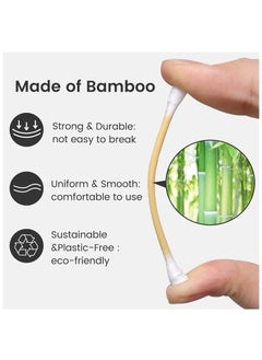 RAQTA Double Round Bamboo Cotton Swabs, Thick Tips | Biodegradable Eco-Friendly Strong Wooden Sticks Cotton Swabs for Ears | Firm Qtips Cotton Buds | Perfect Buds for Ear Dust & Dirt Removal | 300 Pcs  - Image 3