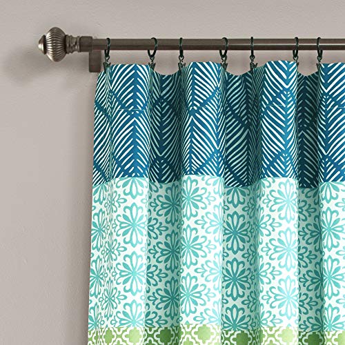 Lush Decor Bohemian Stripe Window Curtain Panels, Pair 52" W x 84" L Blue & Green - Light Filtering Curtains for Bedroom - Boho Curtains - Maximalist Decor - Image 2