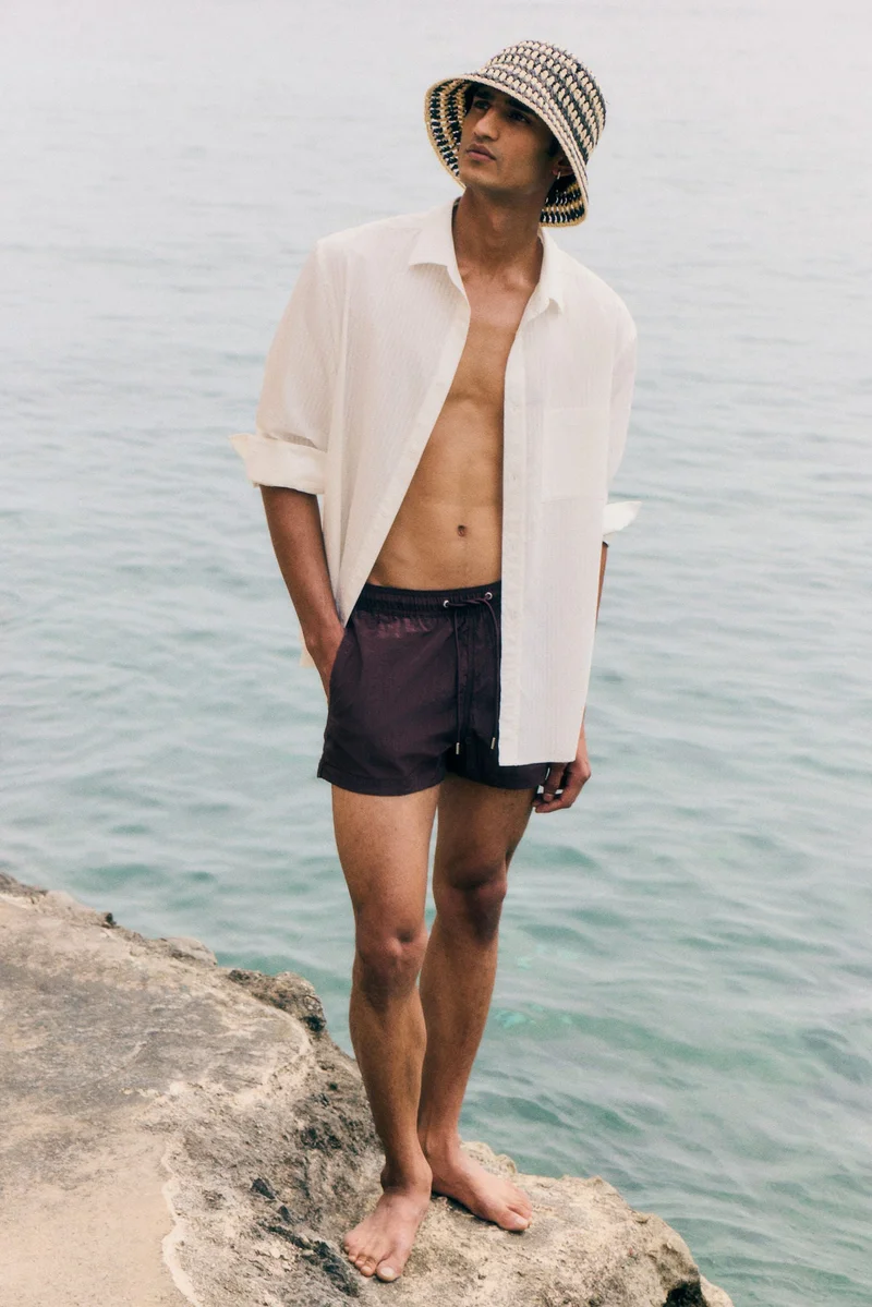 H&M Crinkled nylon swim shorts