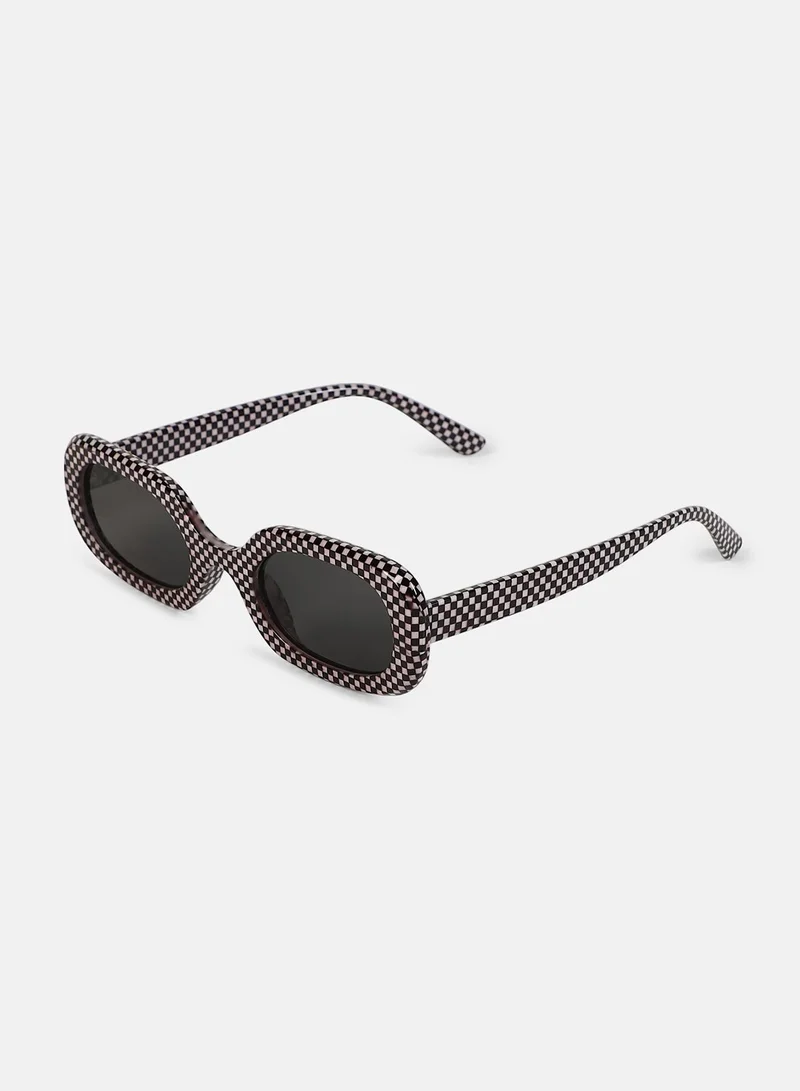 Haute Sauce  Haute Sauce Women's The Zany Retro Rectangular Sunglass For Casual Wear | One-Size | Onyx Black Polycarbonate Frame | Midnight Black Full Colour Polarized Lens | Full Rim | Eyewear For Woman & Girls for Women | Best Price UAE