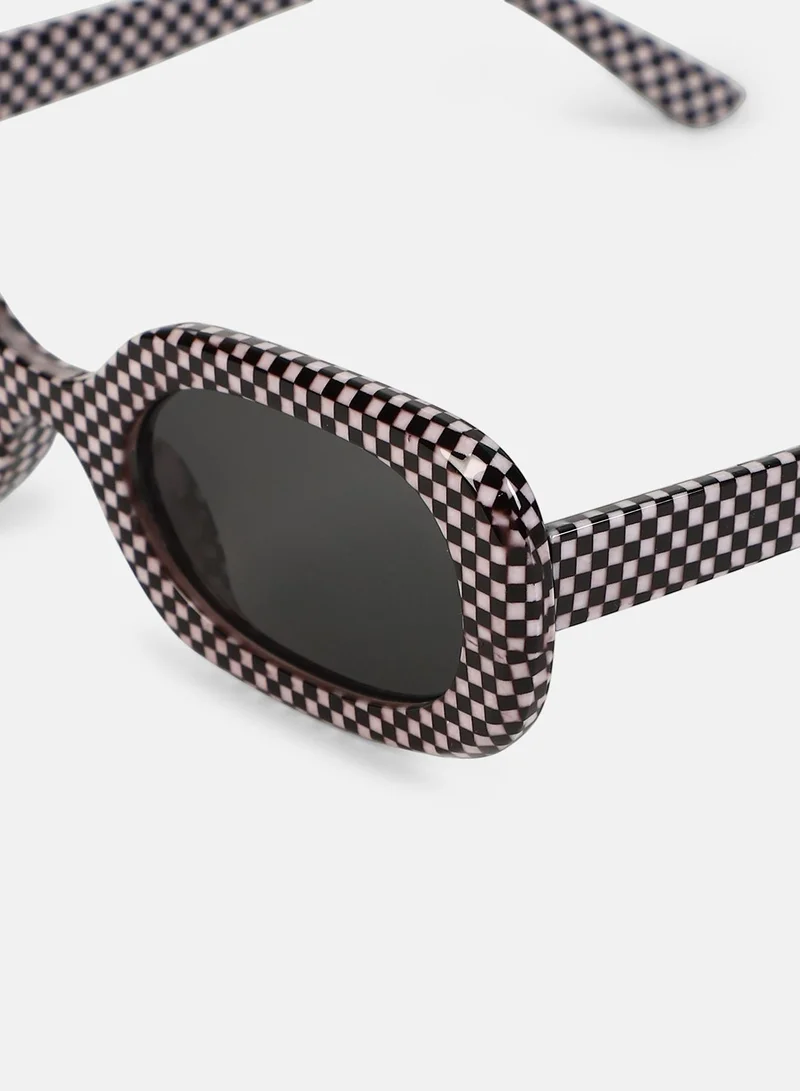 Haute Sauce  Haute Sauce Women's The Zany Retro Rectangular Sunglass For Casual Wear | One-Size | Onyx Black Polycarbonate Frame | Midnight Black Full Colour Polarized Lens | Full Rim | Eyewear For Woman & Girls for Women | Best Price UAE