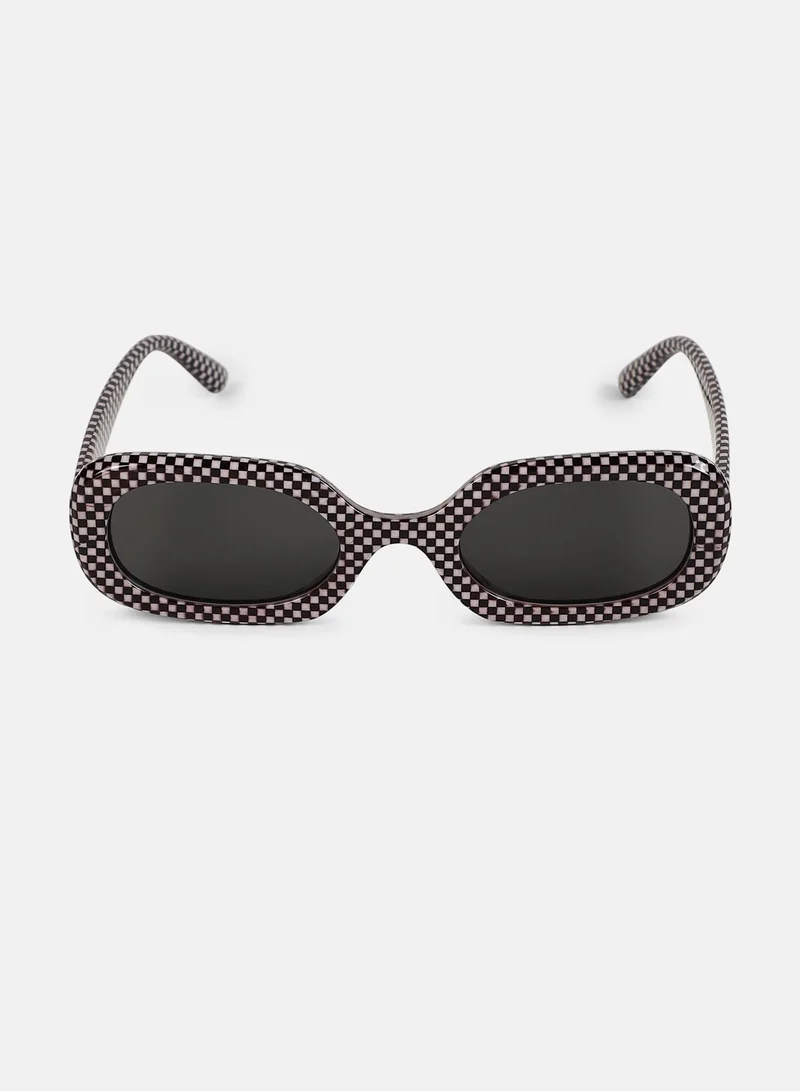 Haute Sauce  Haute Sauce Women's The Zany Retro Rectangular Sunglass For Casual Wear | One-Size | Onyx Black Polycarbonate Frame | Midnight Black Full Colour Polarized Lens | Full Rim | Eyewear For Woman & Girls for Women | Best Price UAE