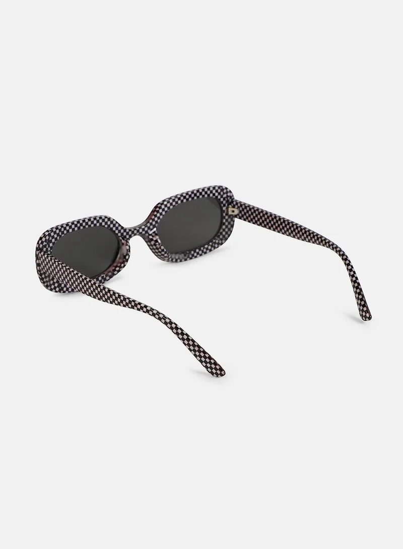Haute Sauce  Haute Sauce Women's The Zany Retro Rectangular Sunglass For Casual Wear | One-Size | Onyx Black Polycarbonate Frame | Midnight Black Full Colour Polarized Lens | Full Rim | Eyewear For Woman & Girls for Women | Best Price UAE