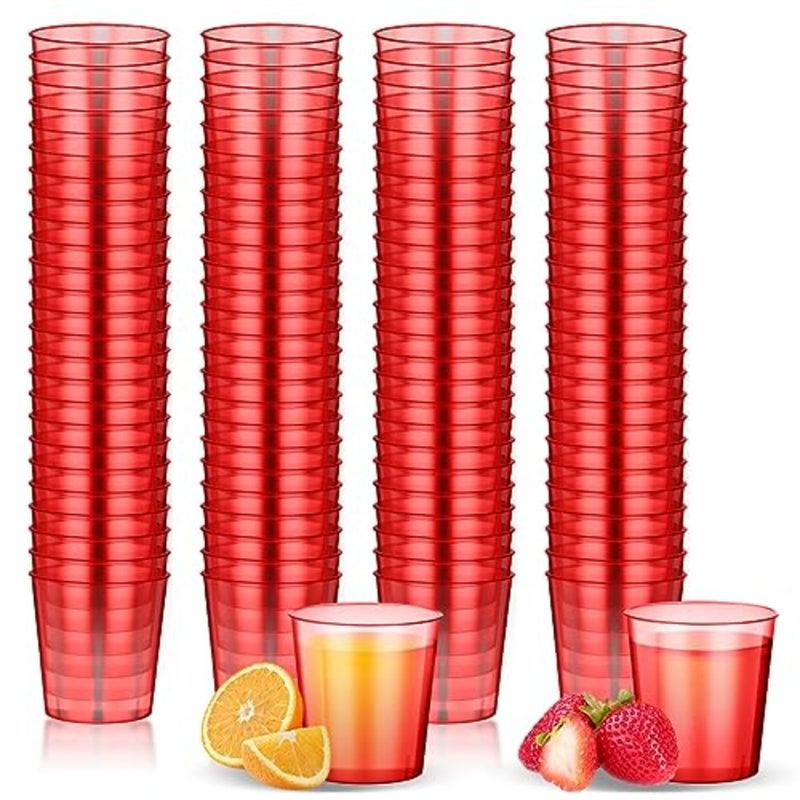 100 Pcs 1 oz Neon Plastic Shot Glass Cups Disposable Mini Shot Glasses Colo Party Drinking Cup for Cocktail Whiskey Senior Night Graduation Glow Party Disco Rave Trinket Accessories - Image 1