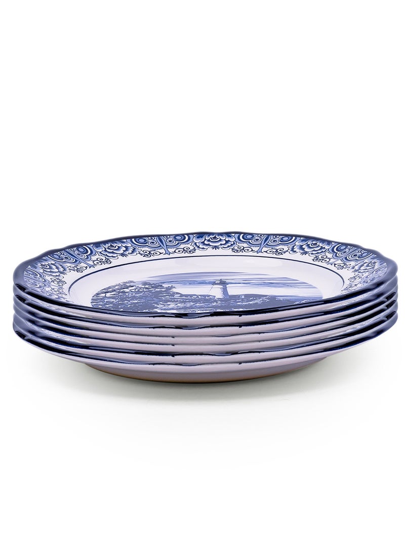 Claytan Lighthouse Blue 12-Inch Ceramic Chop Plate (Set of 6) - Image 1