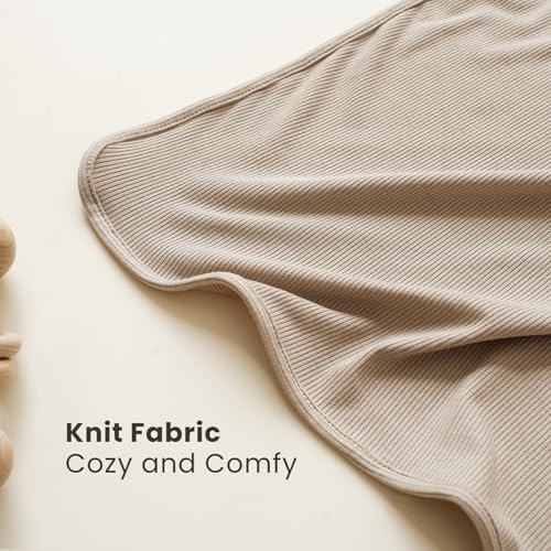 Konssy Ribbed Knit Baby Blankets 2 Pack Stretchy Lightweight Swaddle Blanket for Boys Girls Soft Cozy Receiving Wrap for Newborns Infants Toddlers 33x42 Inch - Image 3