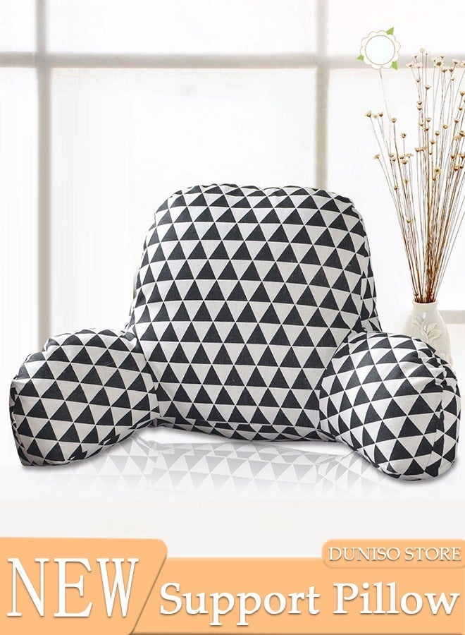 DUNISO مسند ظهر للزوج مع أذرع، وسادة قراءة للبالغين، وسادة دعم قطنية لكرسي المكتب، وسادة خلفية لمكتب السيارة، وسادة مريحة أسفل الظهر - Image 1
