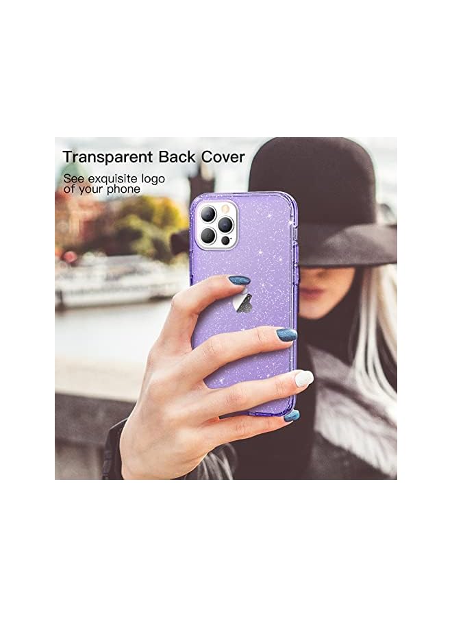 Jetech Glitter Case For Iphone 12/12 Pro, 6.1-Inch, Bling Sparkle Shockproof Phone Bumper Cover, Cute Sparkly For Women And Girls (Light Purple) - Image 3