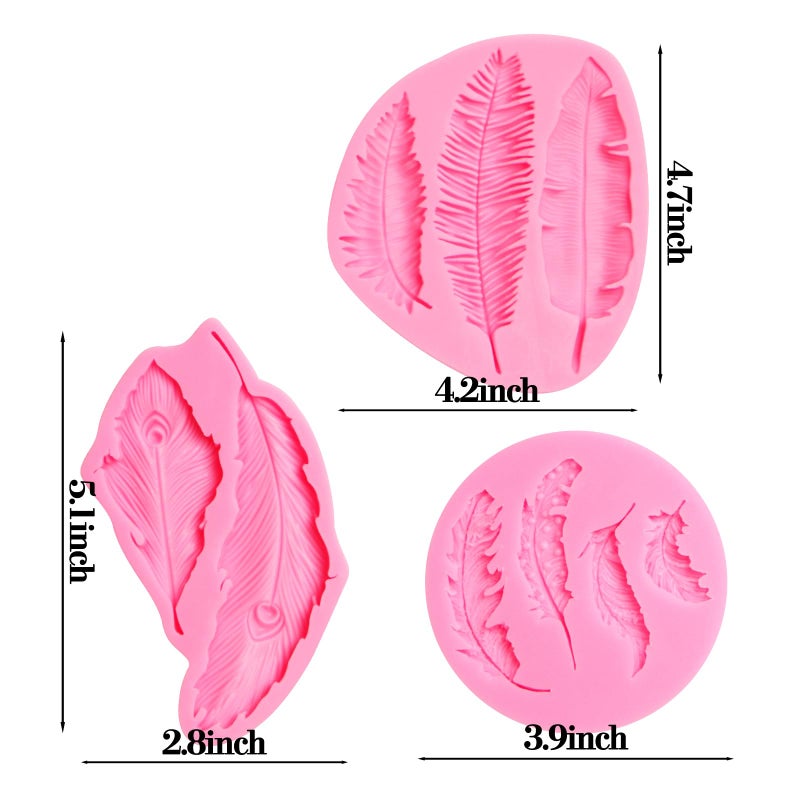 Xcake Lcook Feather Silicone Fondant Molds  Peacock Feather Chocolate Mold  Boho Leaf Feather Kitchen Baking Molds for Cake Decoration Cupcake Topper Candy Sugar Craft Gum Paste Clay Resin - Image 1