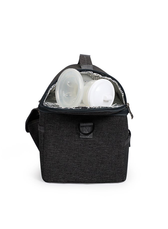 Lunch Bag Large Capacity Insulated Keep Warm Lunch Bag for Men, Women Oxford Material Black 26x16x24cm  - Image 4