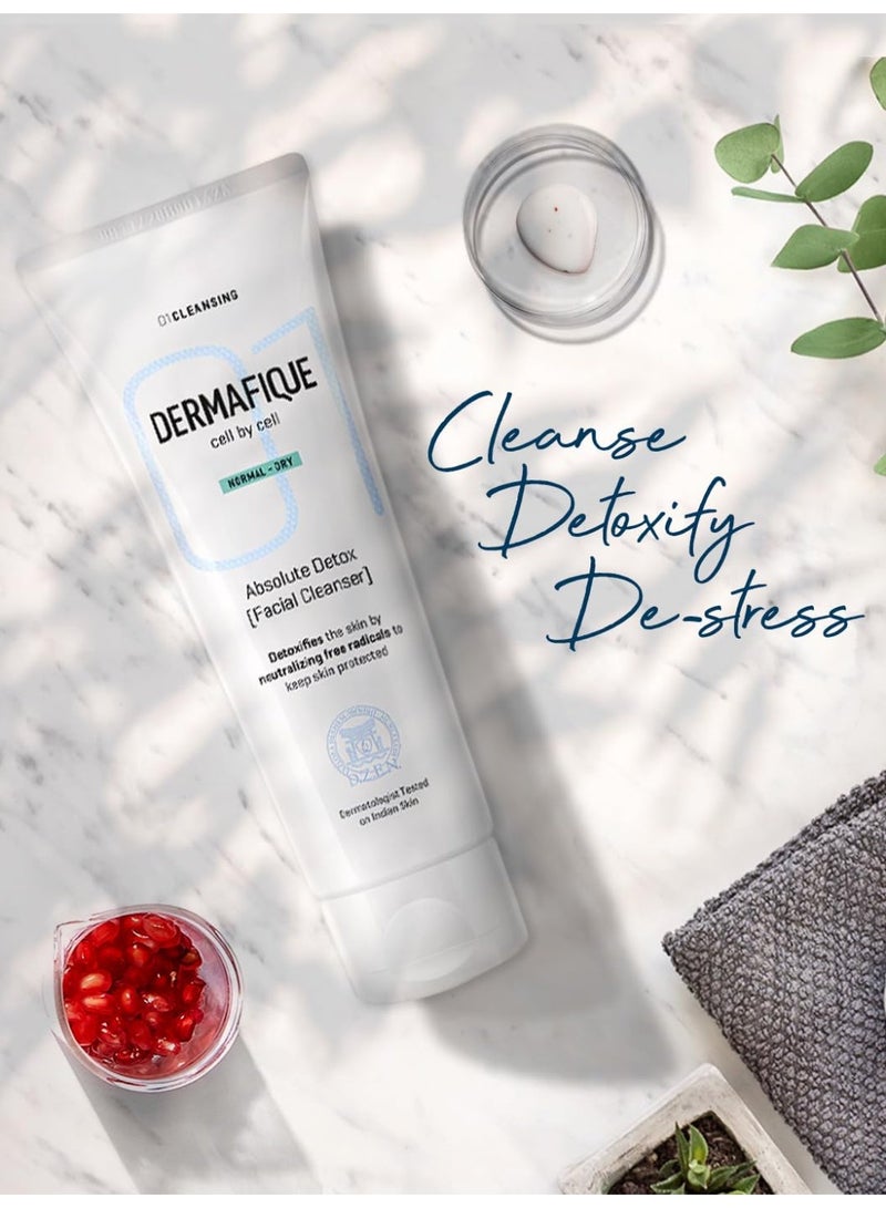 Dermafique Absolute Detox Facial Cleanser – 100ml, with Bio-Active Cellulose Beads, Face Wash Enriched with Vitamin E & Pomegranate Extracts | Soap, Paraben & Alcohol Free | Dermatologist Tested Face Cleanser - Image 3