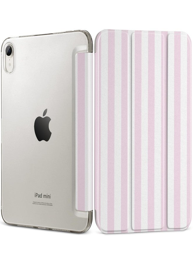 DONGKE غطاء DONGKE الذكي القابل للطي والنحيف، مصنوع من البولي كربونات الصلب الشفاف، لجهاز iPad mini 7 (A17 Pro) 2024 و iPad mini 6 2021 مقاس 8.3 بوصة، متوافق مع الجيلين السابع والسادس من iPad mini [تشغيل/إيقاف تلقائي] - بخطوط وردية - Image 1