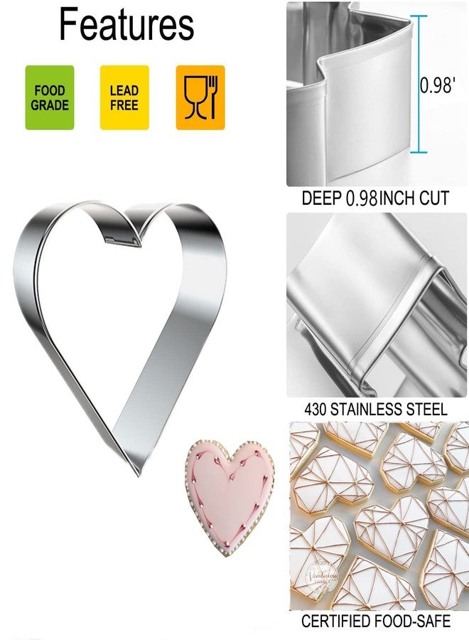 Q-BAKER 5 Pieces Heart Cookie Cutter Set - Valentine's Day Heart Shapes Stainless Steel Cutters Molds for Anniversary, Bridal, Engagement and Wedding, Baking Gifts - Image 2