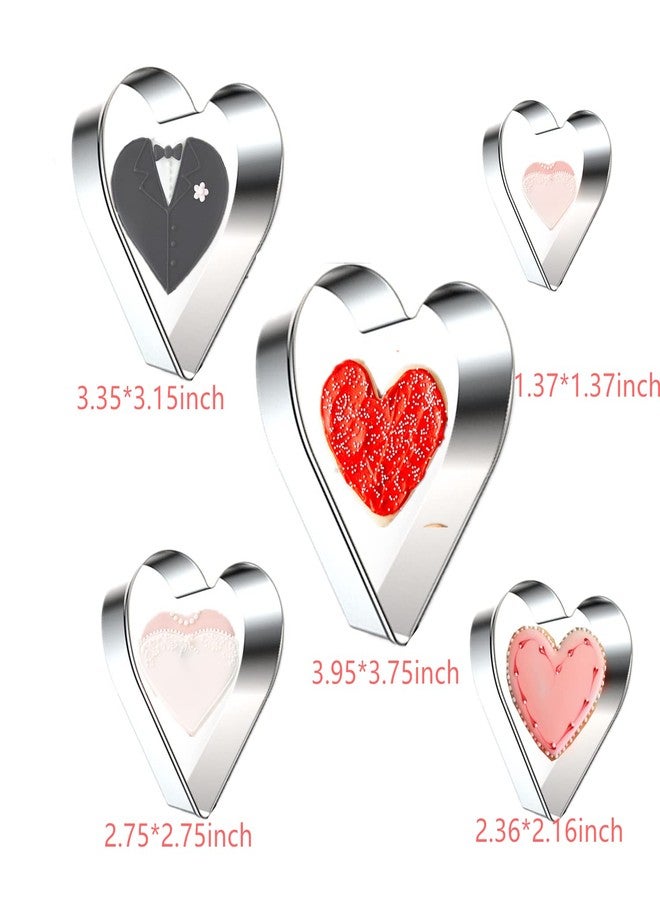 Q-BAKER 5 Pieces Heart Cookie Cutter Set - Valentine's Day Heart Shapes Stainless Steel Cutters Molds for Anniversary, Bridal, Engagement and Wedding, Baking Gifts - Image 3