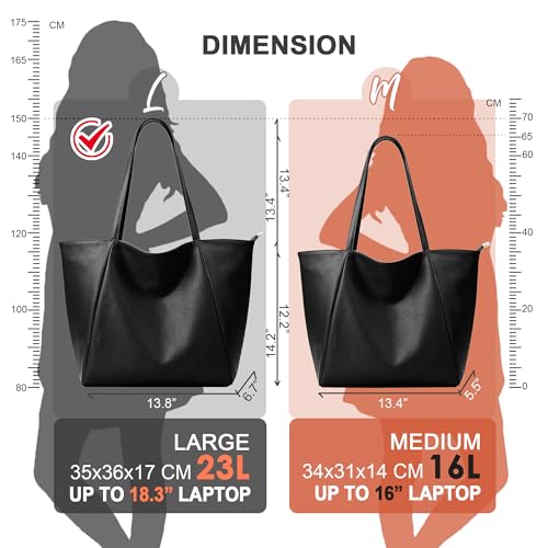 KALIDI Large Tote Bag Vegan Leather Casual Zipper Work Bag Weekender Hobo for Women 24L Oversize Shoulder Travel Purse - Image 4