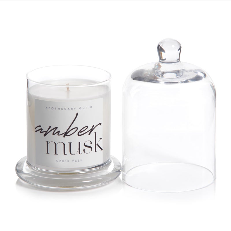 Zodax Apothecary Guild Scented Jar Candle with Glass Cloche, 10.19 oz - Amber Musk - Image 2