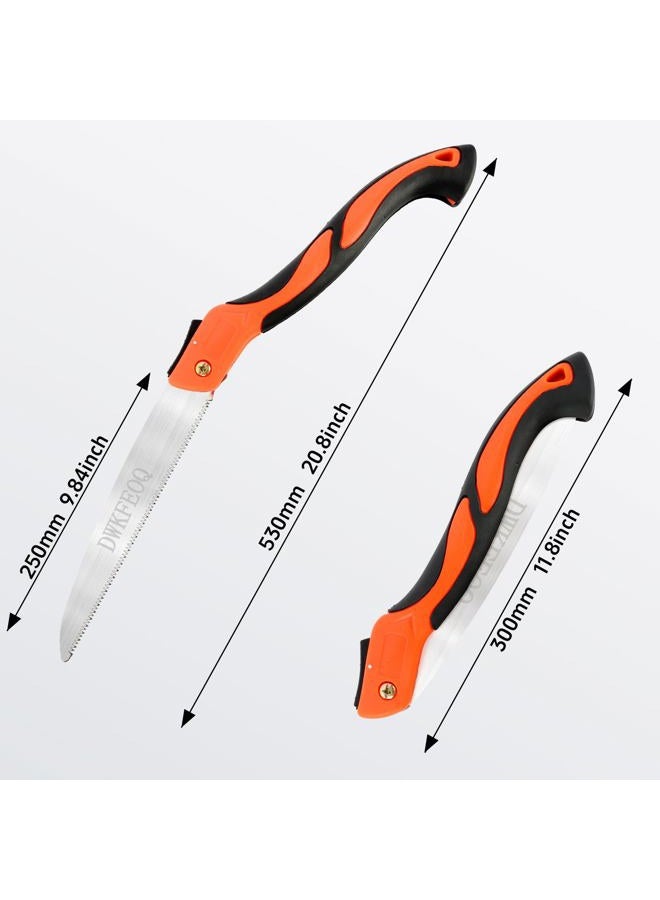DWKFEOQ 3PCS DWKFEOQ 11.8-Inch Folding Saw and Stainless Steel Cable Saw Set, Pruning Saw, Quality SK-5 Steel Tree Saw, Hand Saw, Wire Saw, for Backpacking, Outdoor Gardening - Image 2