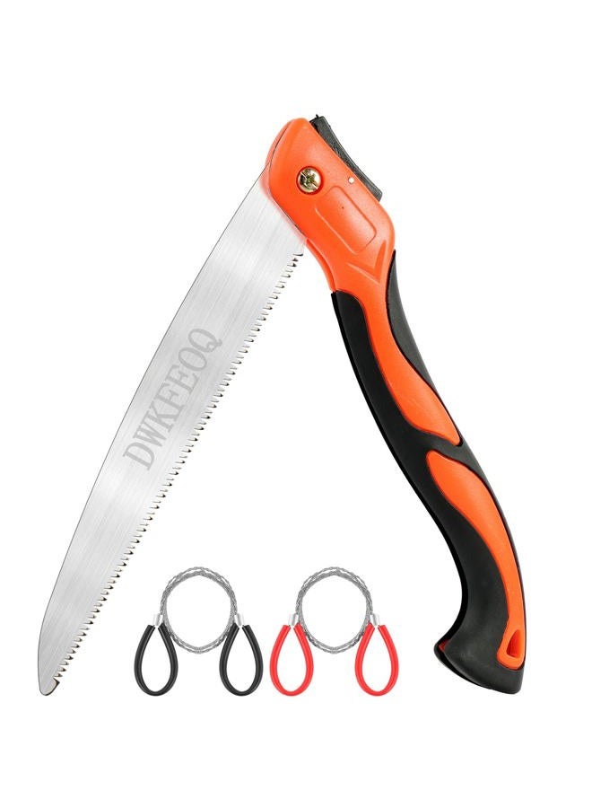 DWKFEOQ 3PCS DWKFEOQ 11.8-Inch Folding Saw and Stainless Steel Cable Saw Set, Pruning Saw, Quality SK-5 Steel Tree Saw, Hand Saw, Wire Saw, for Backpacking, Outdoor Gardening - Image 1