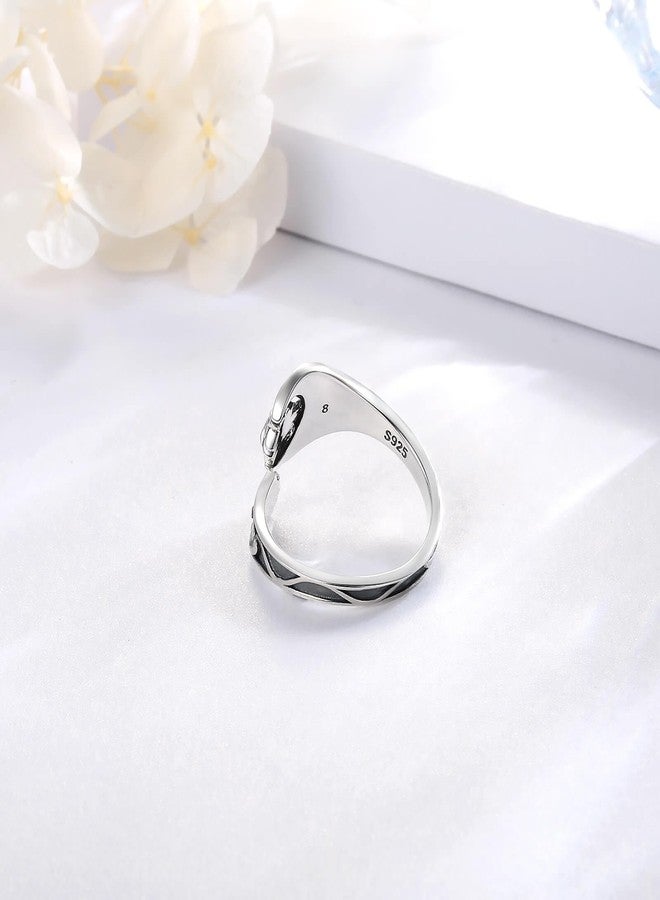 Sariel Just Breathe Lotus Flower Spoon Rings for Women 925 Sterling Silver Vintage Inspirational Band Ring Adjustable Jewlery Gifts - Image 4