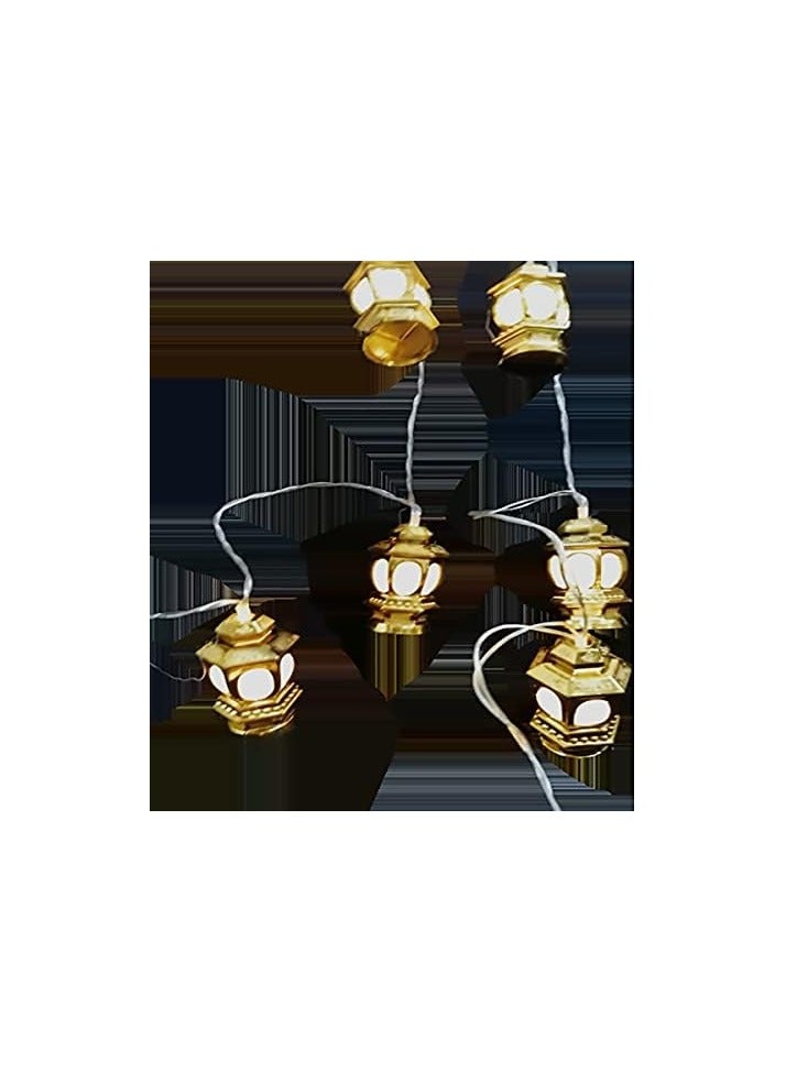 اضواء على شكل فوانيس رمضانية للزينة لون دهبي - Image 4