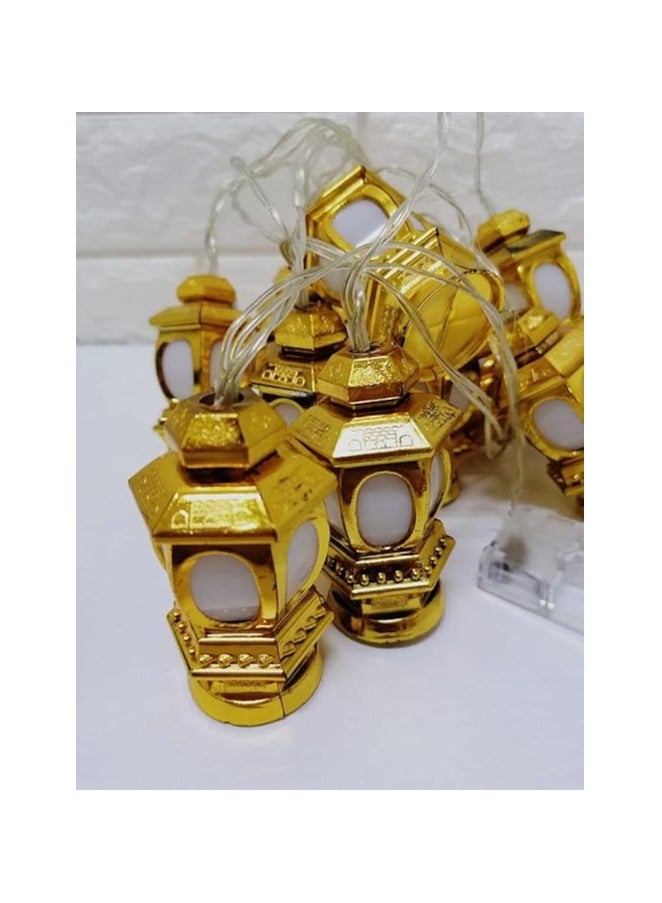 اضواء على شكل فوانيس رمضانية للزينة لون دهبي - Image 1