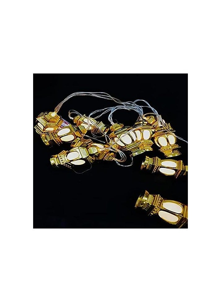 اضواء على شكل فوانيس رمضانية للزينة لون دهبي - Image 3