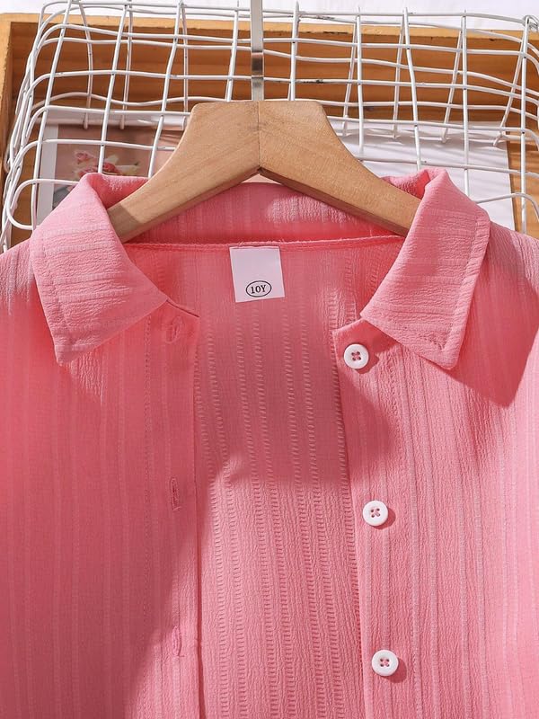 Niren Enterprise Girls' 2-Piece Co-Ord Pink Shirt & Pants, Soft Fabric, Casual Wear, Relaxed Fit for Kids Set - Image 3
