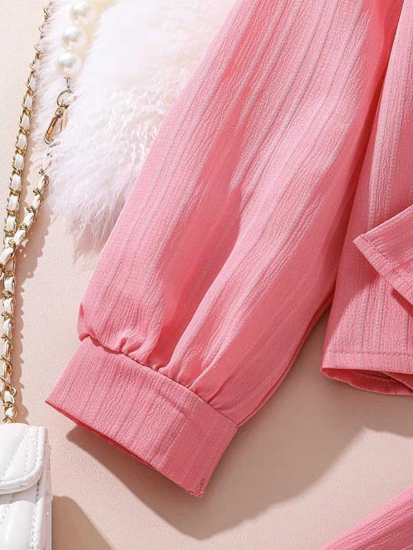 Niren Enterprise Girls' 2-Piece Co-Ord Pink Shirt & Pants, Soft Fabric, Casual Wear, Relaxed Fit for Kids Set - Image 4