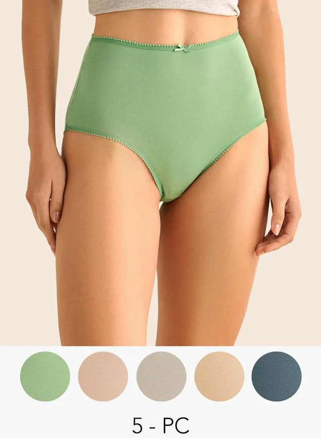 سبلاش فيڤ سروال داخلي نسائي كامل بخصر مرتفع مزين بالدانتيل - عبوة من  قطع