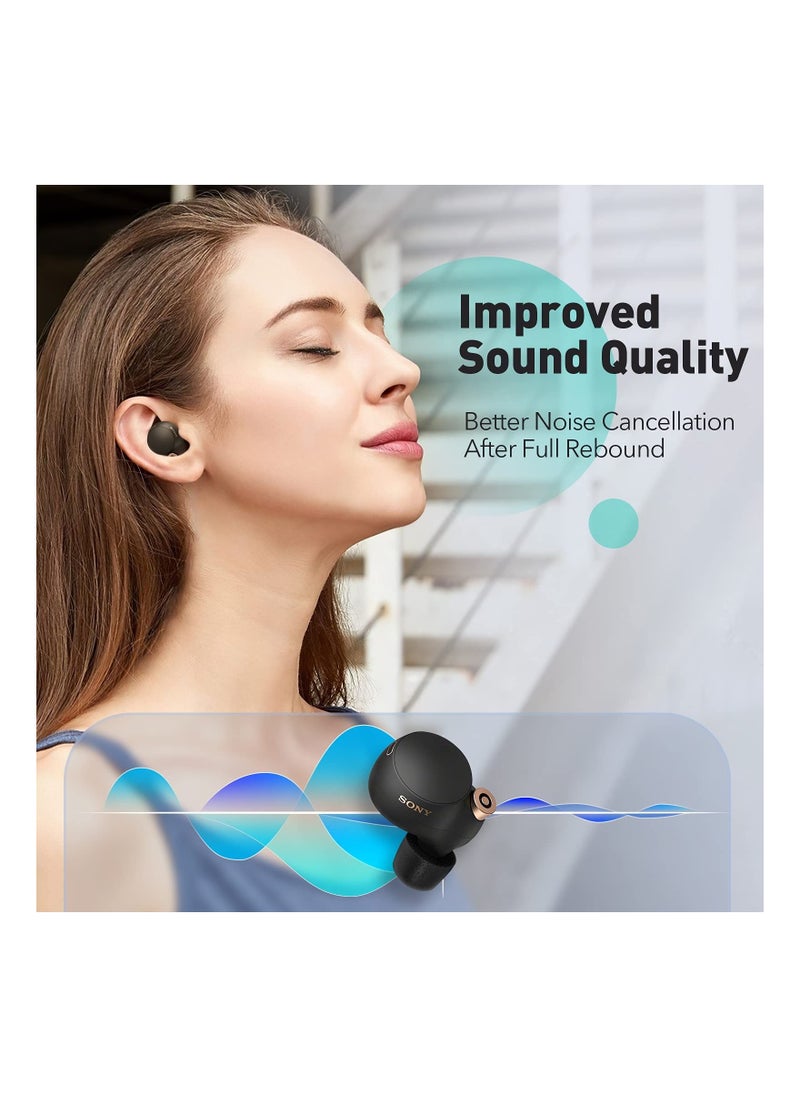 Y&D - Memory Foam Tips for Sony WF-1000XM4 / WF-1000XM3 Anti-Slip Replacement Ear True Wireless Earphones Fit in The Charging Case Perfect Noise Cancellation 3 Pairs (Assorted Size Black) - Image 1
