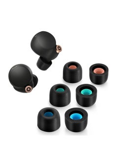 Memory Foam Tips for Sony WF-1000XM4 / WF-1000XM3 Anti-Slip Replacement Ear True Wireless Earphones Fit in The Charging Case Perfect Noise Cancellation 3 Pairs (Assorted Size Black)