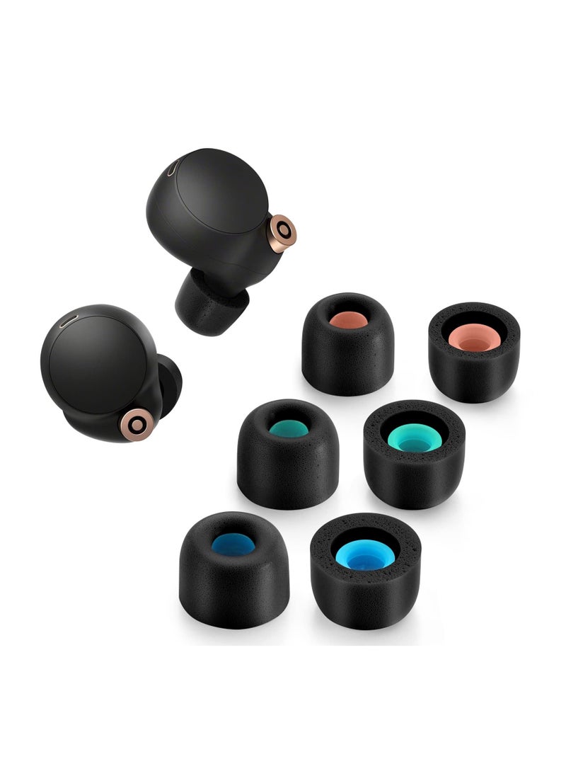 Y&D - Memory Foam Tips for Sony WF-1000XM4 / WF-1000XM3 Anti-Slip Replacement Ear True Wireless Earphones Fit in The Charging Case Perfect Noise Cancellation 3 Pairs (Assorted Size Black) - Image 1