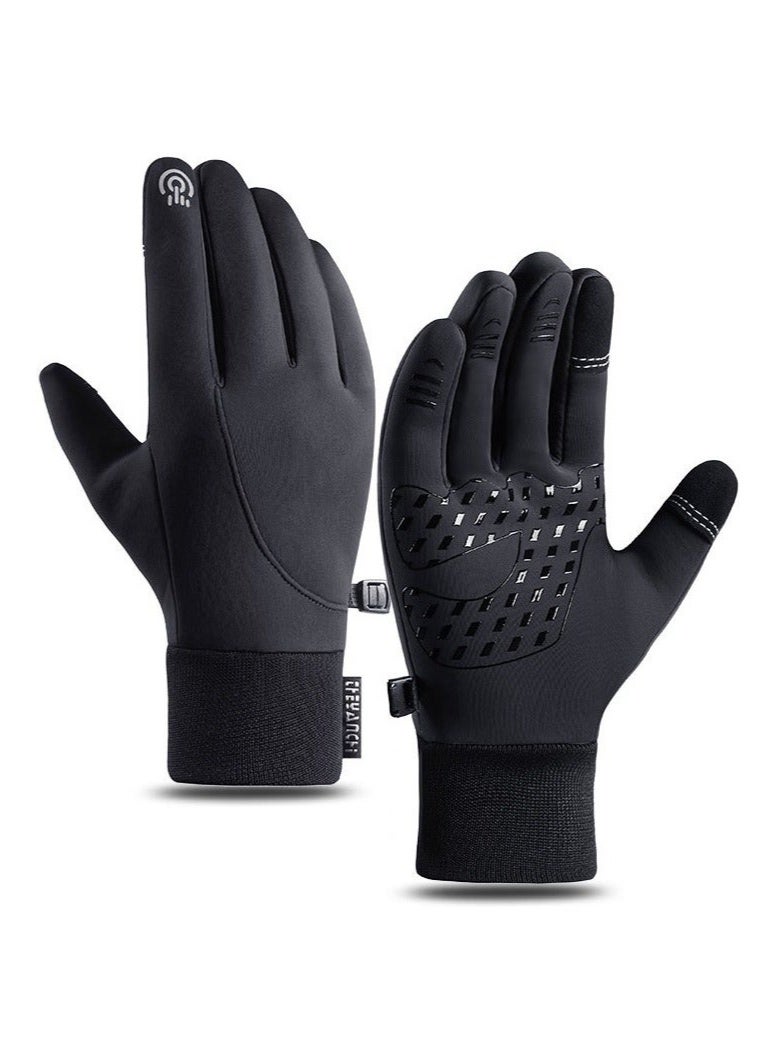 قفازات شتوية، قفازات دافئة تعمل باللمس للرياضات الخارجية، مقاومة للماء والرياح، مناسبة للرجال والنساء، قفازات عمل، قفازات قيادة، قفازات ركوب الدراجات، قفازات المشي لمسافات طويلة، قفازات دافئة تعمل باللمس، مناسبة للطقس البارد، مناسبة لركوب الدراجات، الصيد، والجري، مع أطراف أصابع قابلة للطي. - Image 5