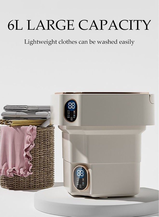 DUNISO Mini Foldable Washing Machine Small Portable Travel Washing Machine with Intelligent Digital Display Automatic 2in1 Washing Machine and Dehydrator 6L Small Household Compact Deep Cleans Washer for Baby Clothes, Underwear, Camping, RV, Travel - Image 2