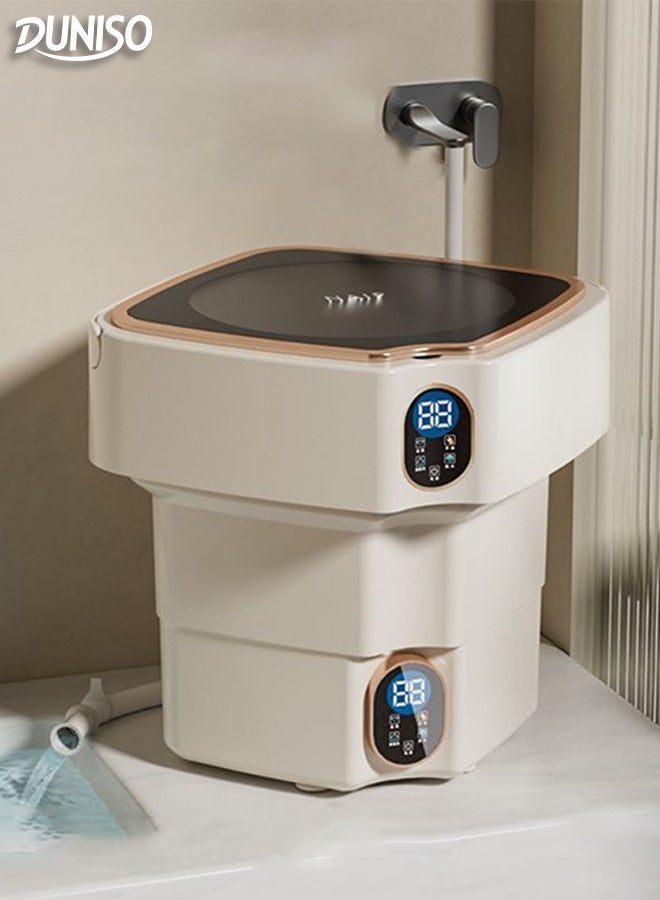 DUNISO Mini Foldable Washing Machine Small Portable Travel Washing Machine with Intelligent Digital Display Automatic 2in1 Washing Machine and Dehydrator 6L Small Household Compact Deep Cleans Washer for Baby Clothes, Underwear, Camping, RV, Travel - Image 1