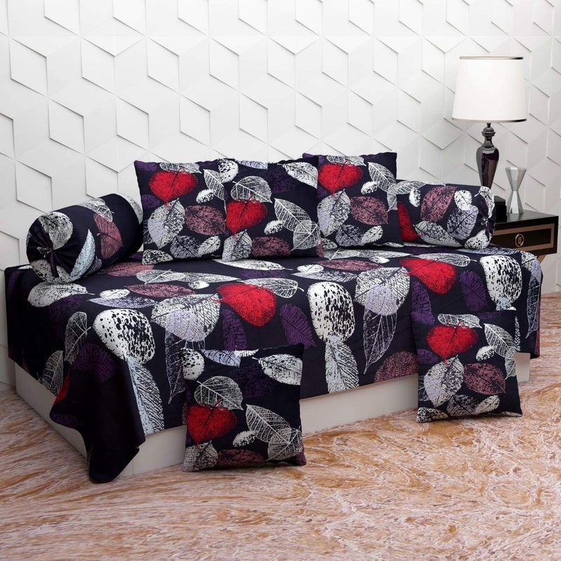 KIAAKSH KIAAKSH Premium Look Diwan Set of 8 Pieces 1 Single Bedsheet Size 60 X 90 in 2 Booster Covers Size Standard 5 Cushion Covers Size 16 X 16 in Combo Pack of 8 DSG04  - Image 3