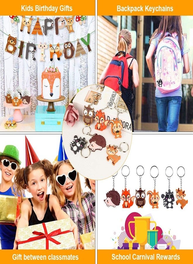 iMagitek 24 Pack Woodland Animal Keychains for Woodland Party Favors Supplies, Birthday Party Bag Fillers, School Carnival Rewards, Woodland Party Return Gifts - Image 4