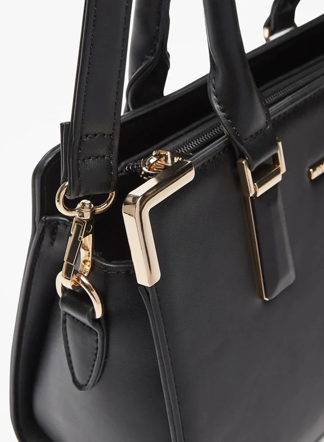 Flora Bella By Shoexpress Solid Tote Bag with Detachable Strap and Zip Closure