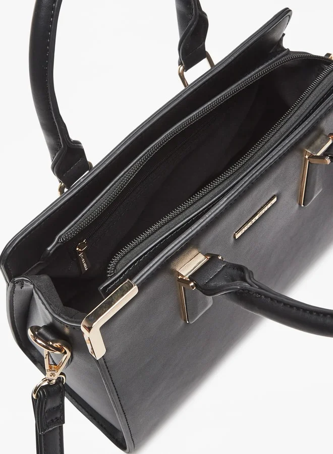 Flora Bella By Shoexpress Solid Tote Bag with Detachable Strap and Zip Closure